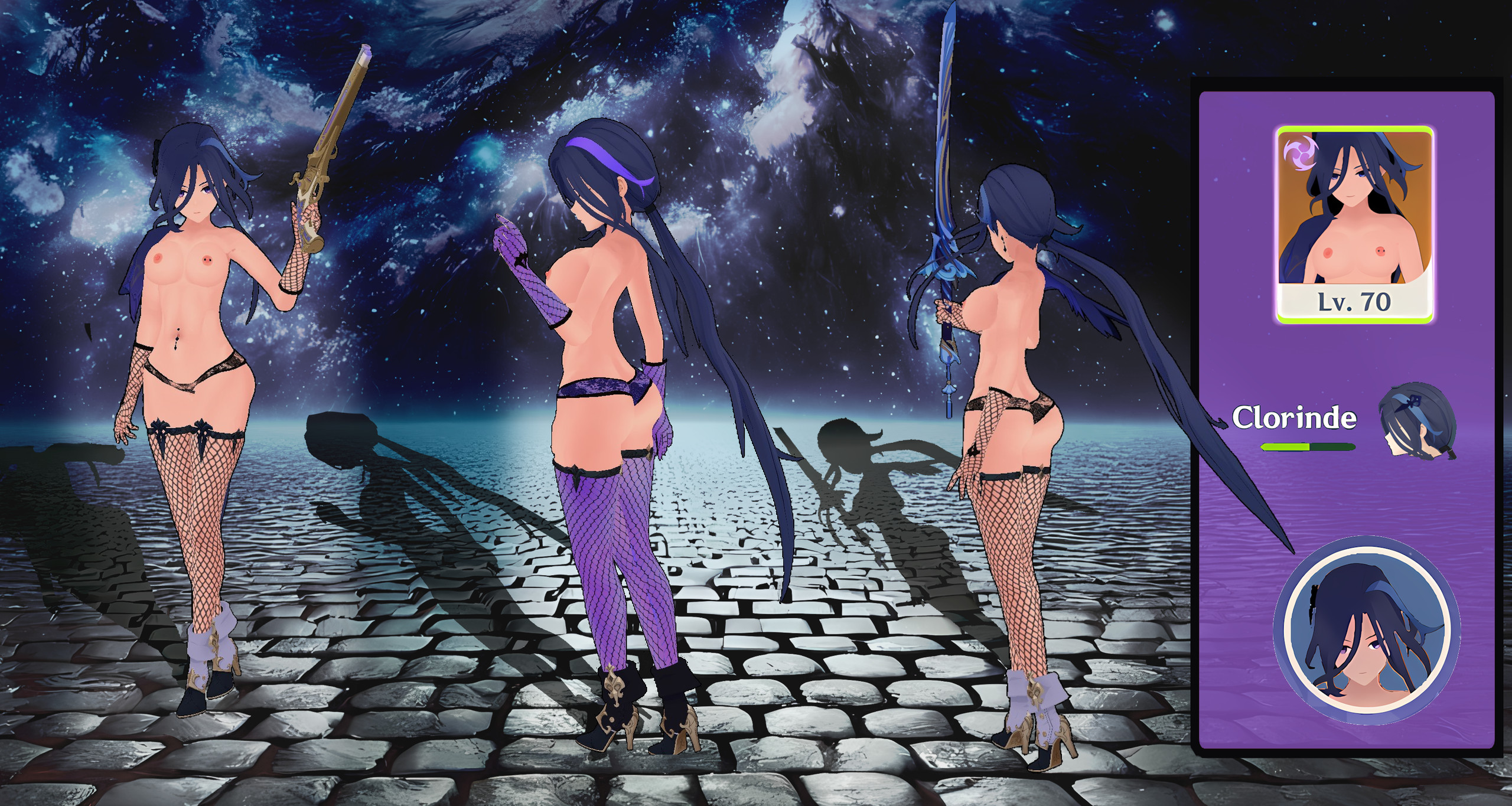 Clorinde Half Nude + Fishnets