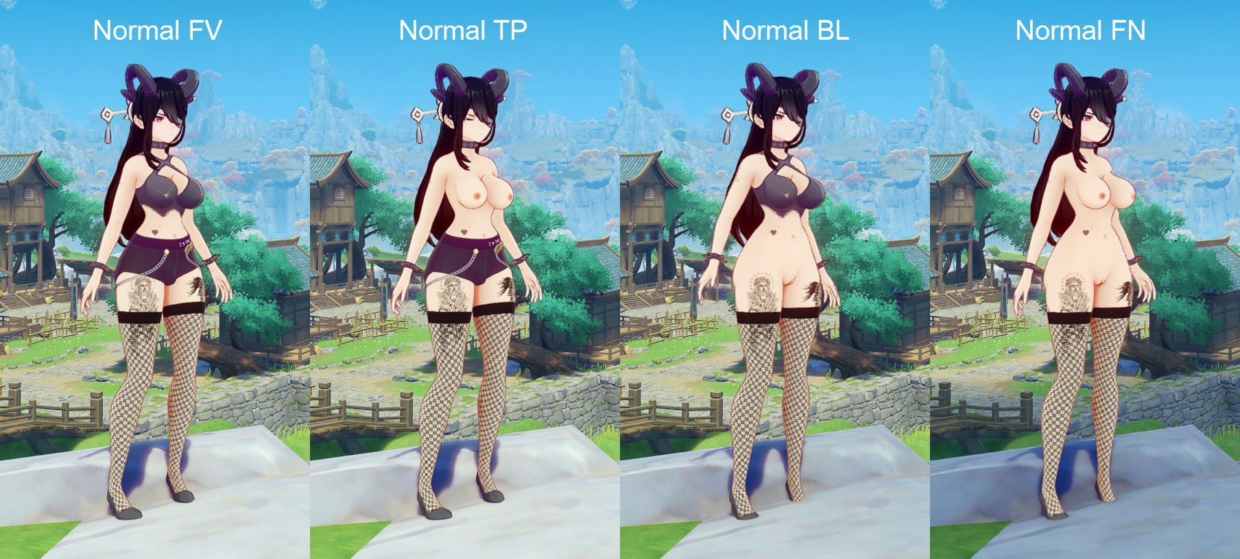 Beidou Gothic Punk Outfit Normal+Futa