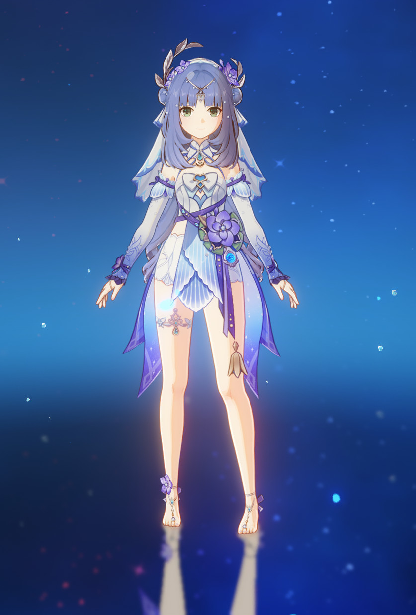 Nilou Breeze with blue hair and less dress