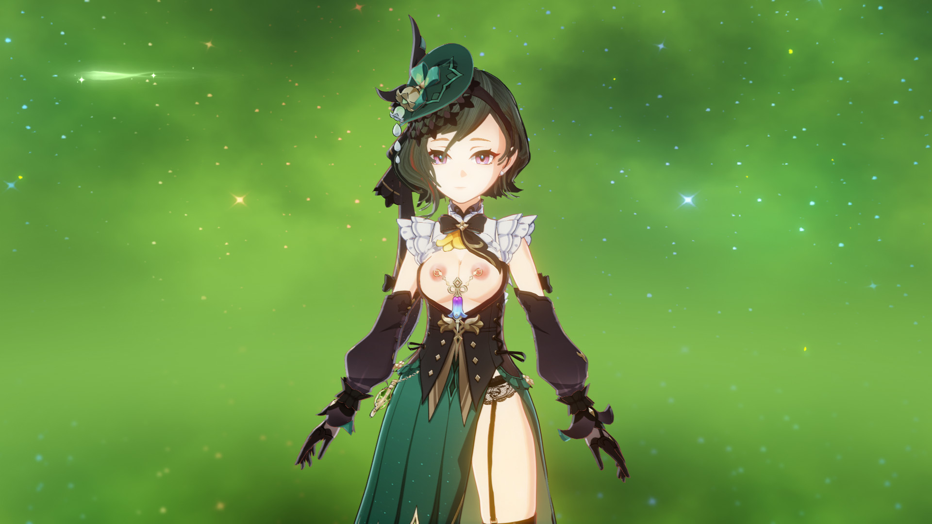 Emilie with Nipple Piercings and Lingerie Mod