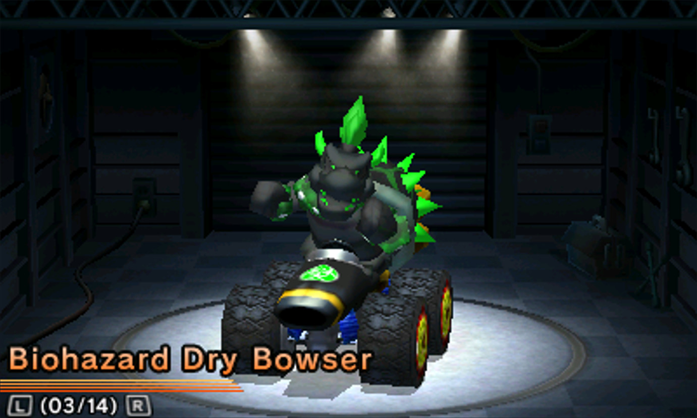 Biohazard Dry Bowser Mod for Mario Kart 7 | MK7 Mods, image size:1381x829