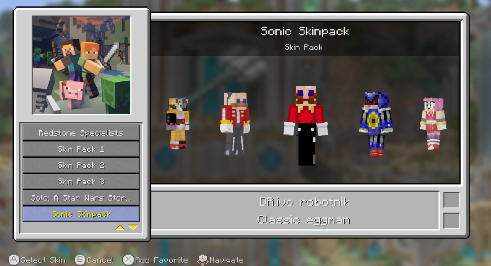 Sonic the Hedgehog skinpack V1 Mod for Minecraft Wii U