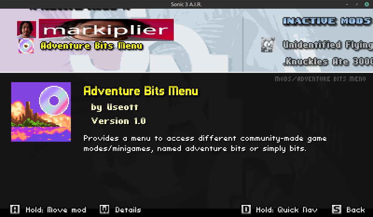 Adventure Bits Menu Mod for Sonic 3 A.I.R. | S3AIR Mods