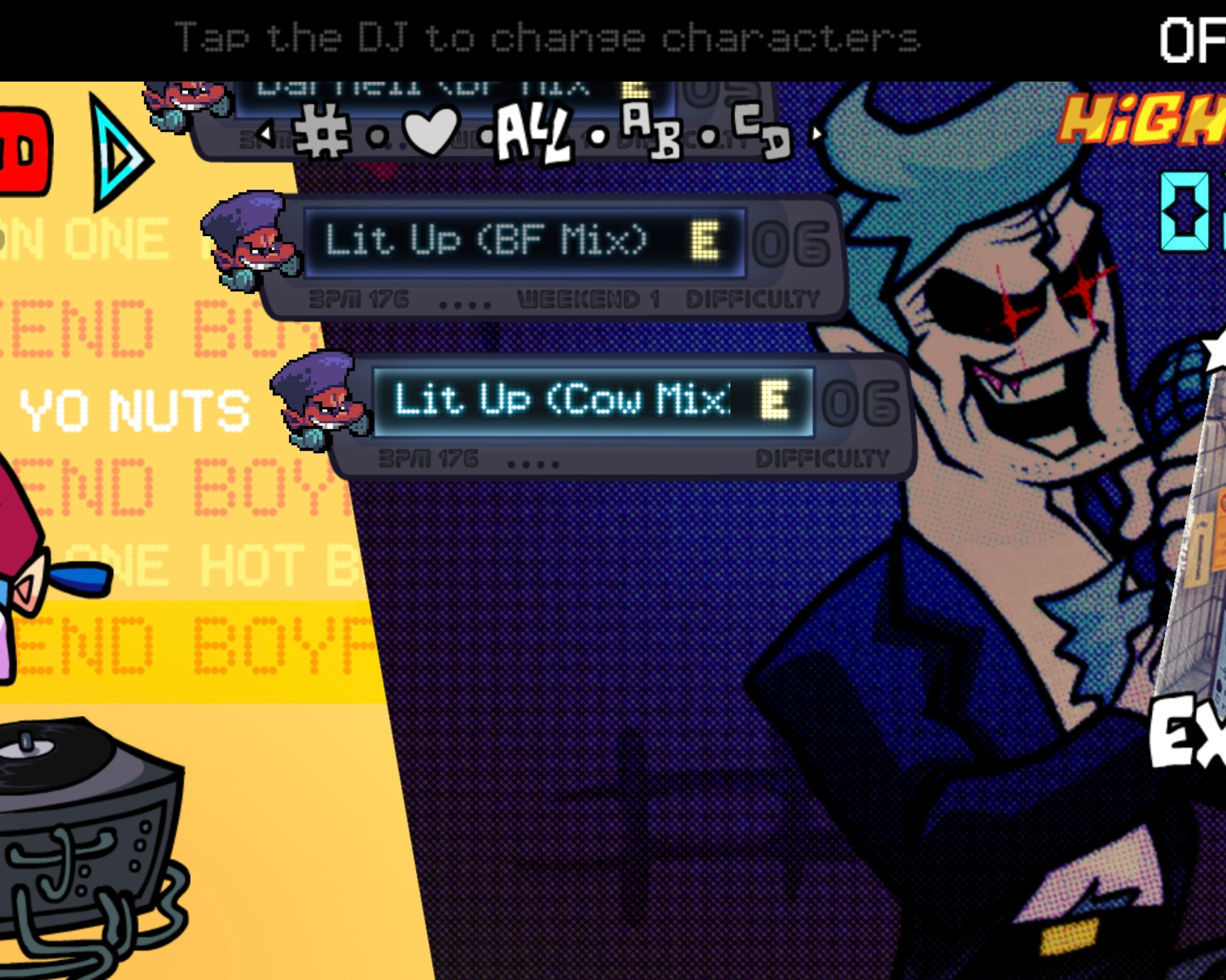 FNF Lit up (BF mix) but the cow singing