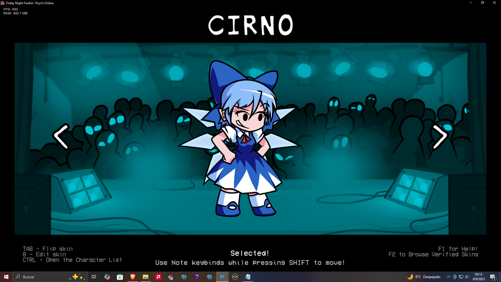 Playable Cirno for Psych Online