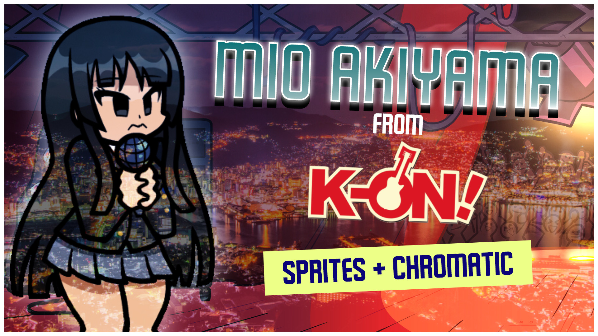 FNF': K-On! - Mio Akiyama Sprites + Chromatics