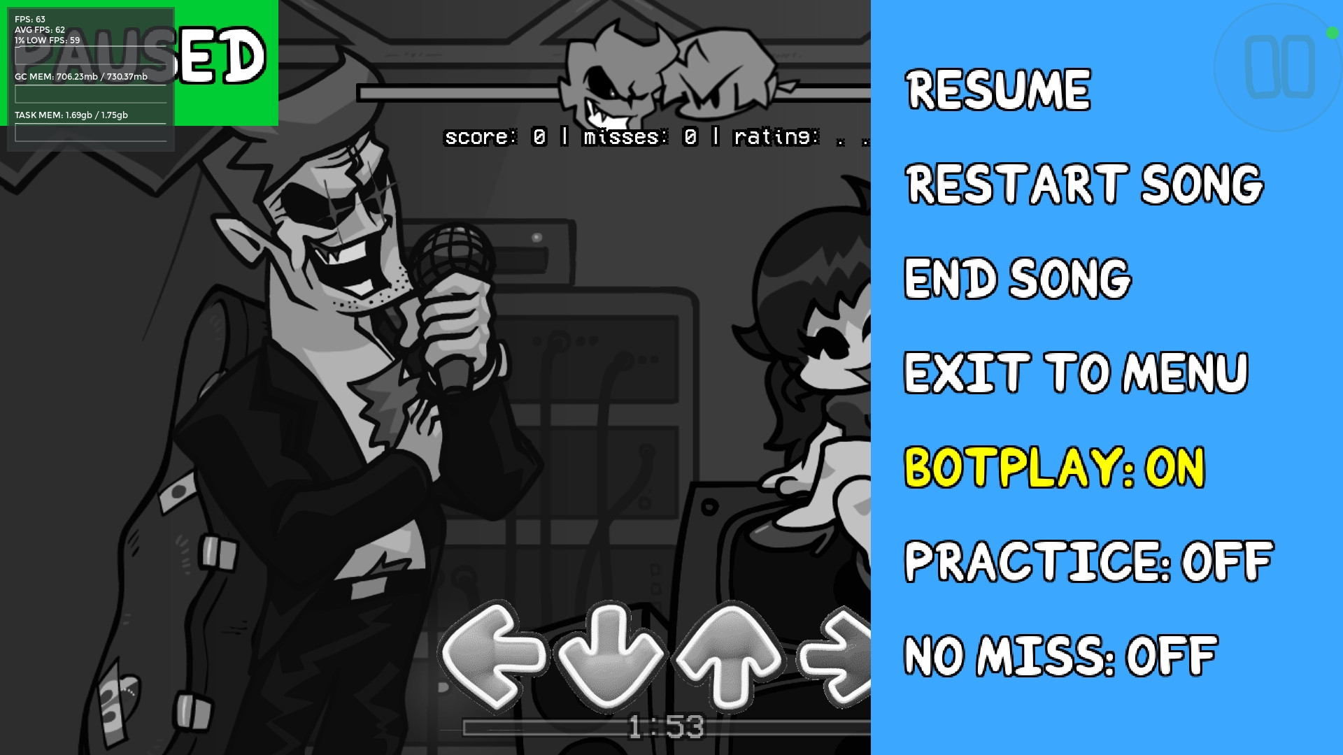 GlitchNoob's Pause Menu [PE 1.0.4] Mod for Friday Night Funkin' | FNF Mods