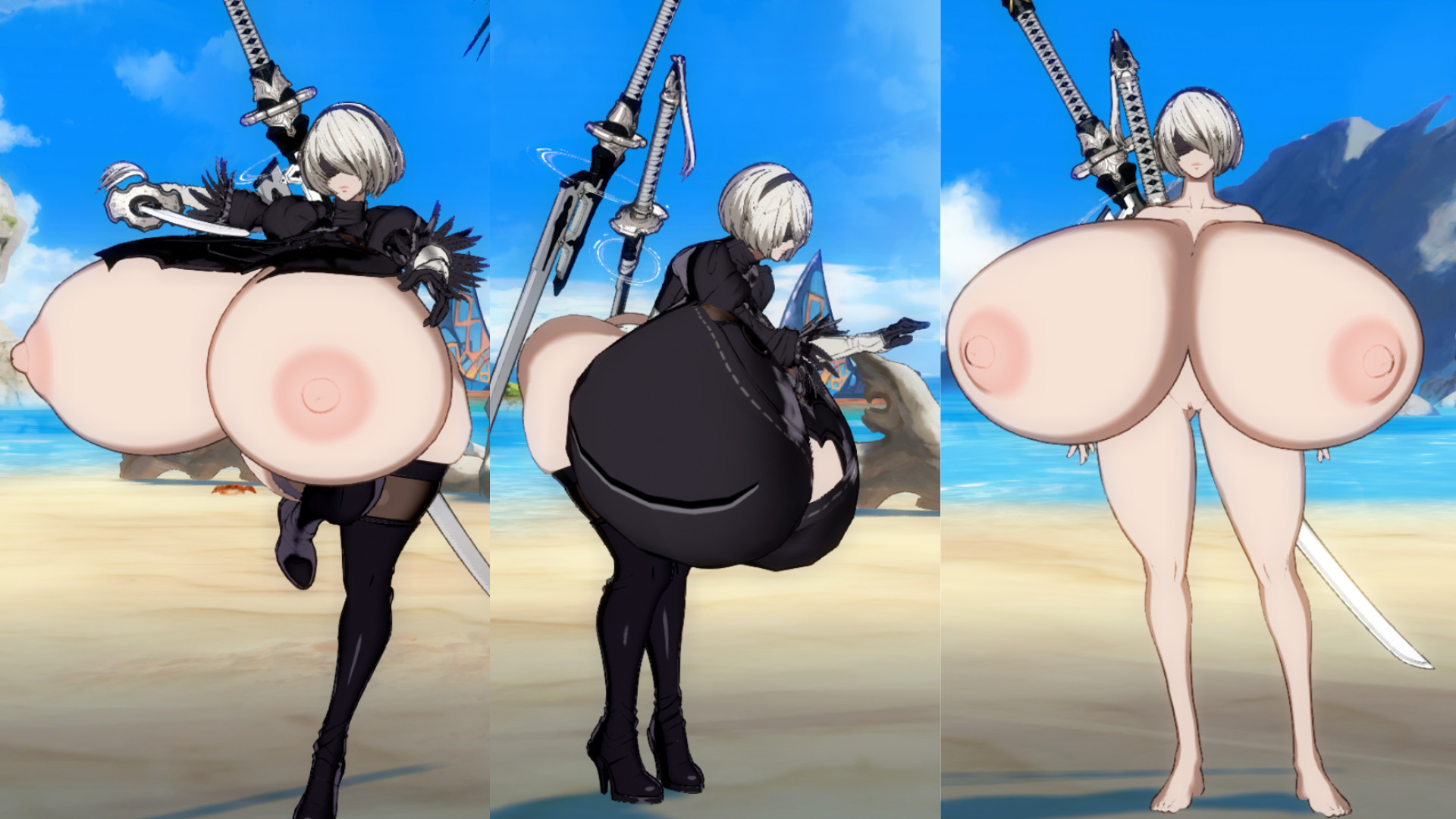 2B with OMEGA breasts and thicc butt