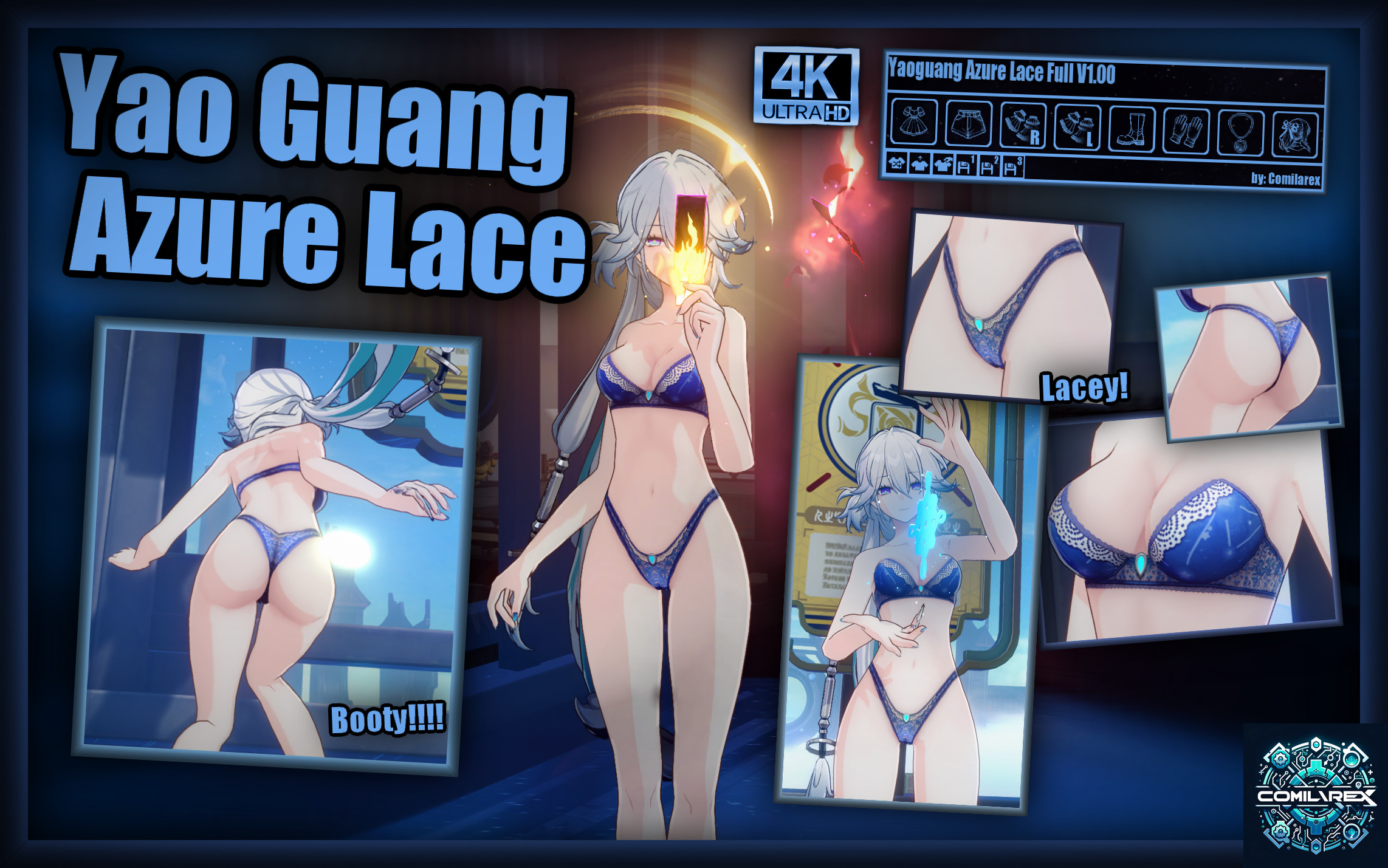 Yao Guang "Azure Lace" Lingerie 4K + Dressup!