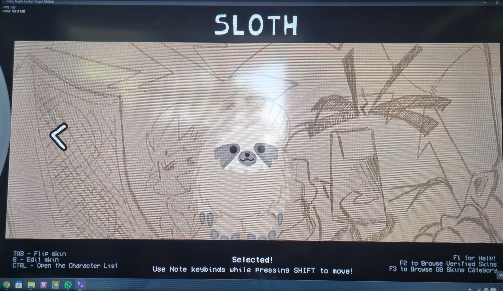 Sloth player for fnf online (kybro)