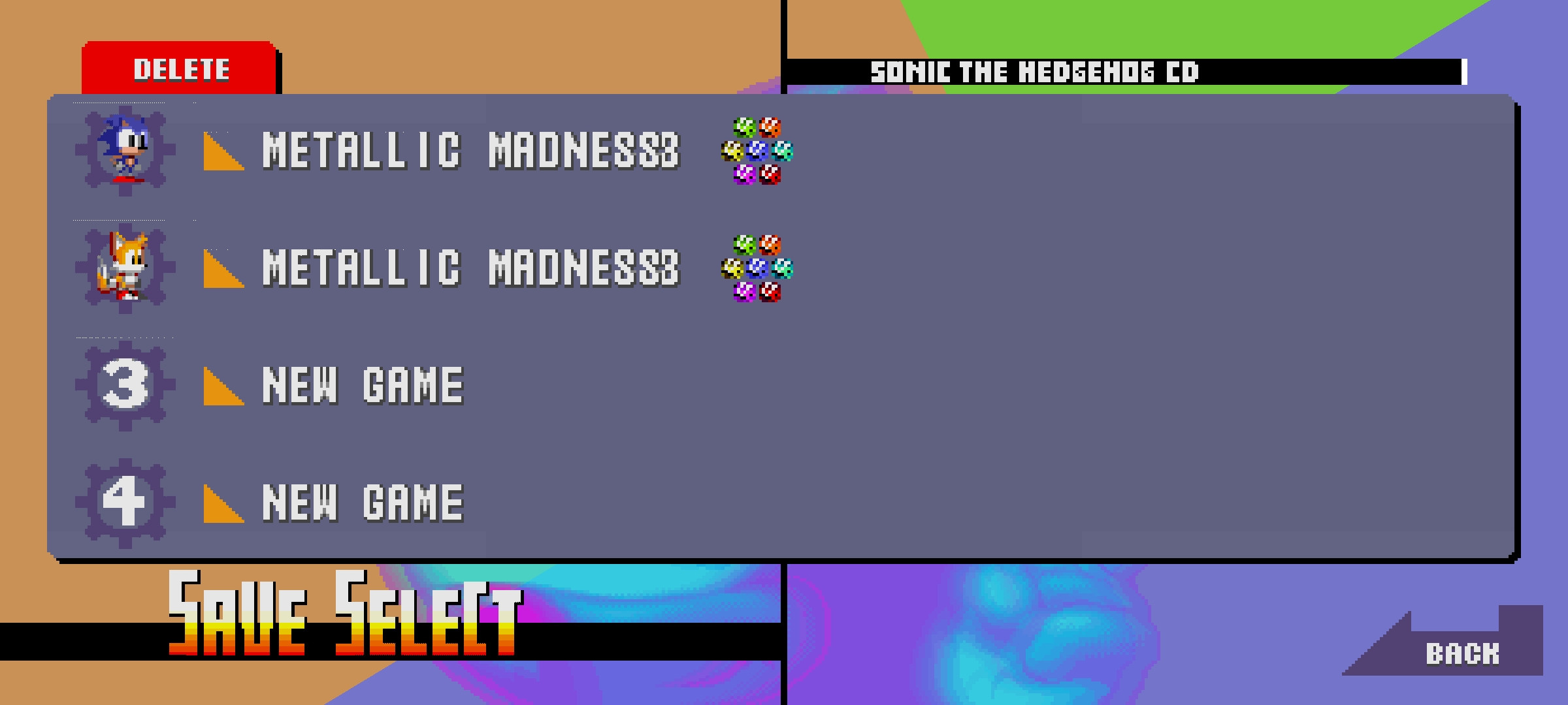 Sonic CD 100% Save file sonic & tails
