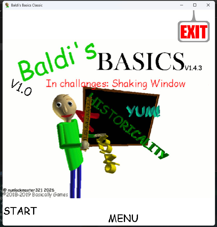 Baldi's Basics In Challenges: Shaking Window
