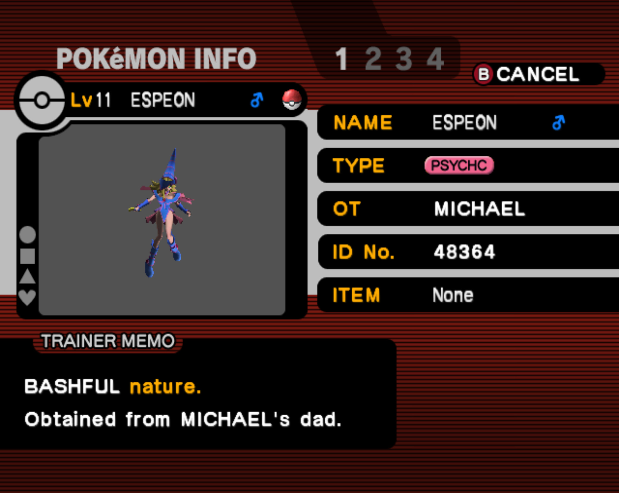 Dark Magician Girl over Espeon Mod for Pokemon XD Gale of Darkness ...