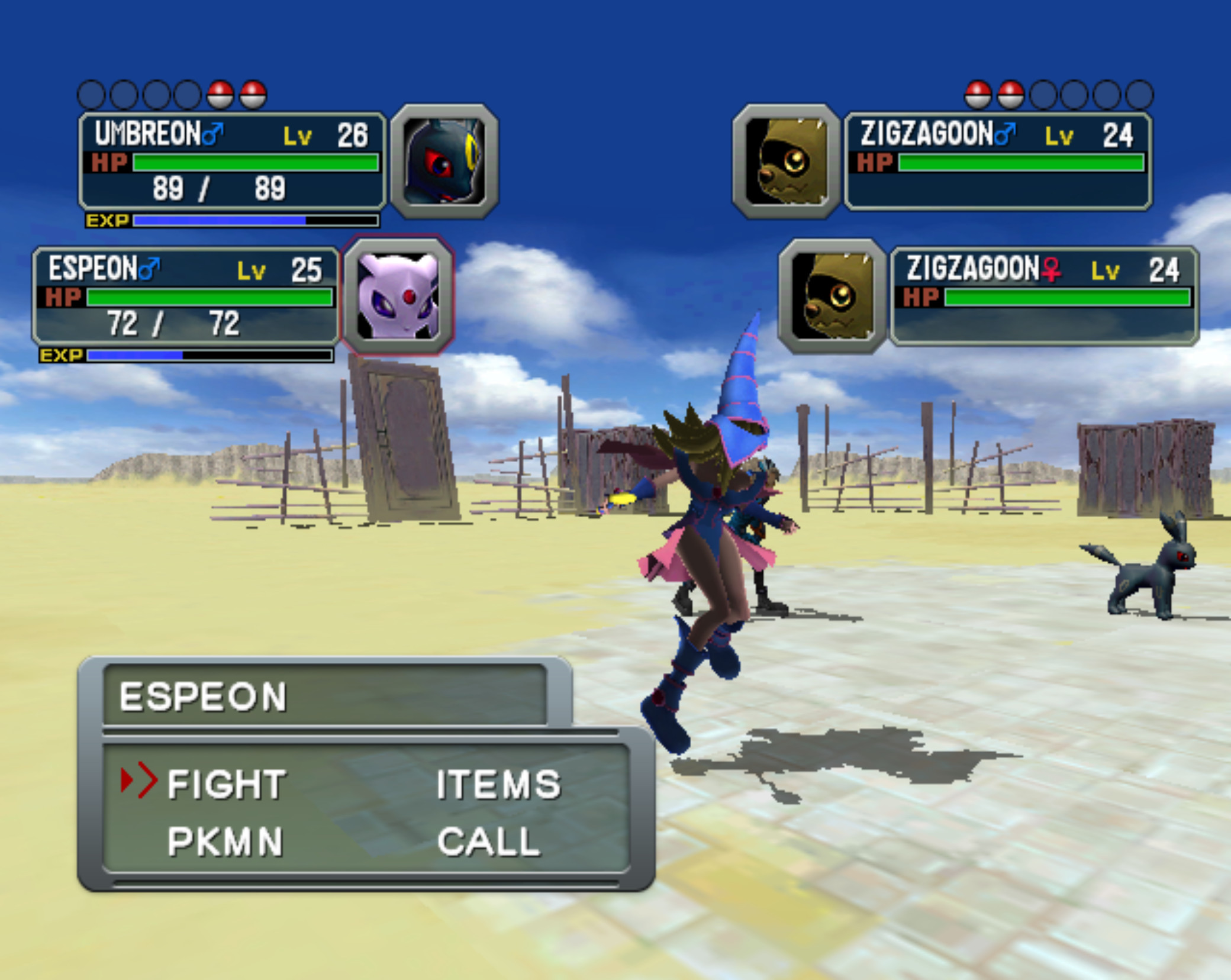 Dark Magician Girl over Espeon Mod for Pokémon Colosseum | Colosseum Mods
