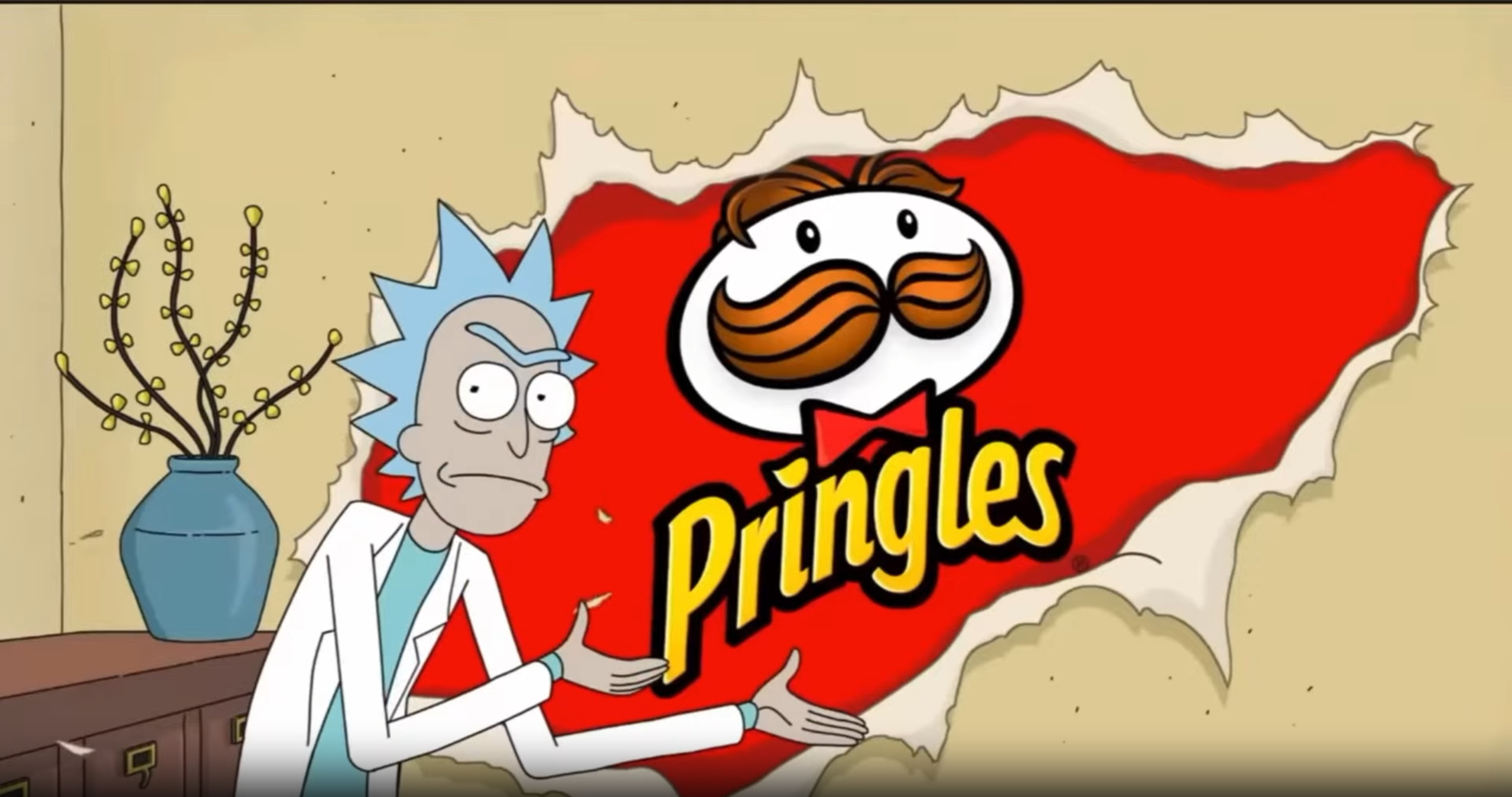 Screenshot of Rick and Morty, Pringles ad