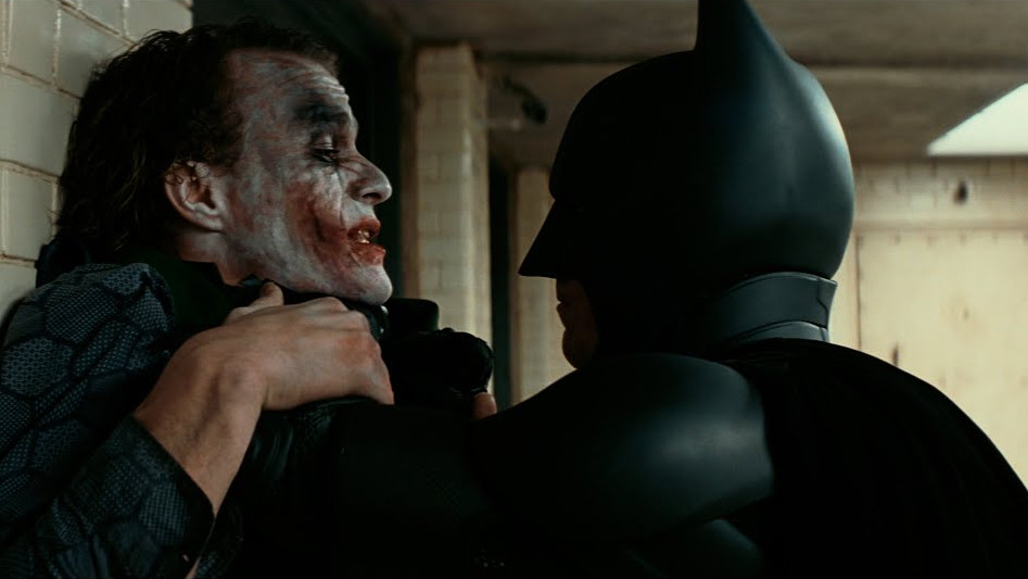 Screenshot of Batman interrogates the Joker - The Dark Knight
