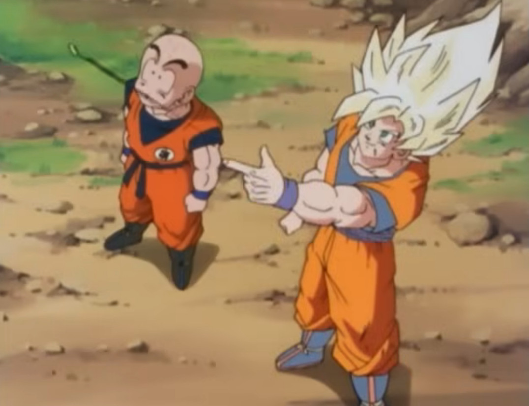 Screenshot of Goku Gives Cell a Senzu Bean (Dragon Ball Z)