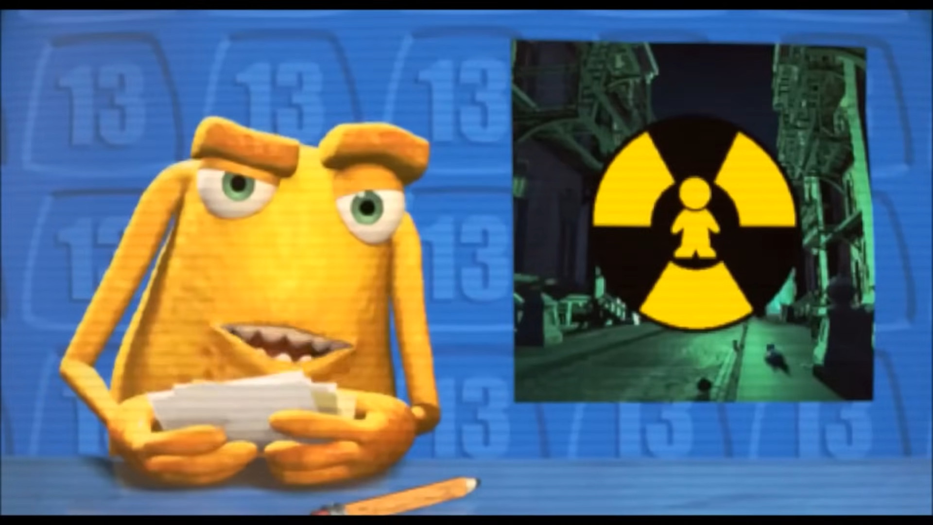 Screenshot of Monsters Inc. News Report Scene