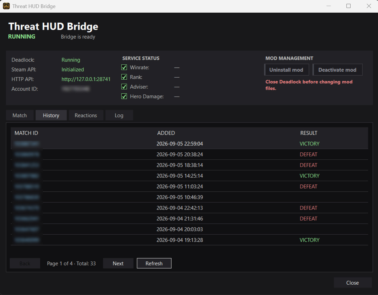 History tab