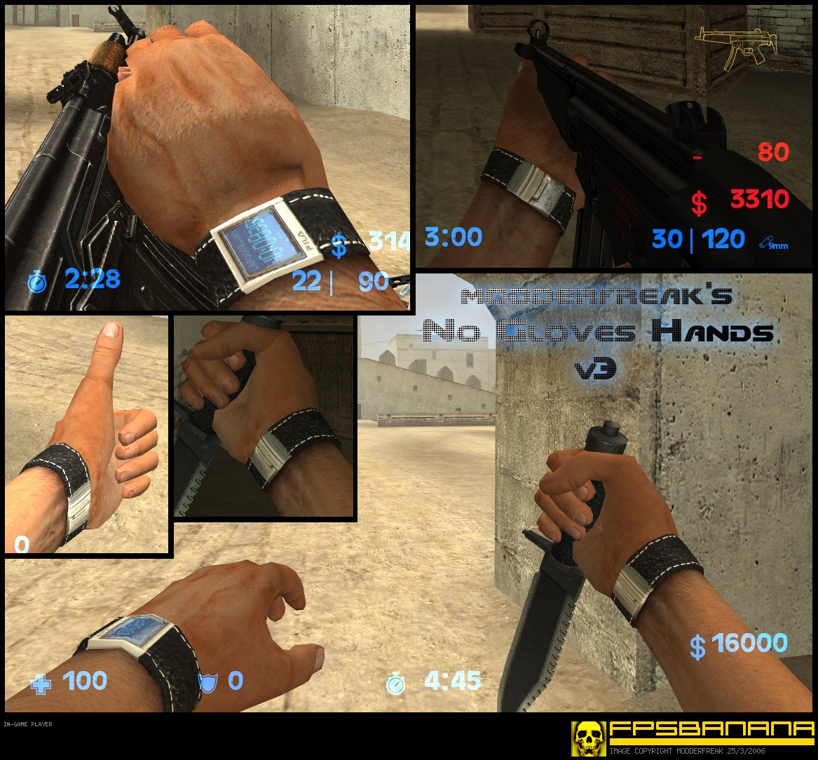 Modderfreak's No Gloves Hands V3 [CounterStrike Source] [Mods]