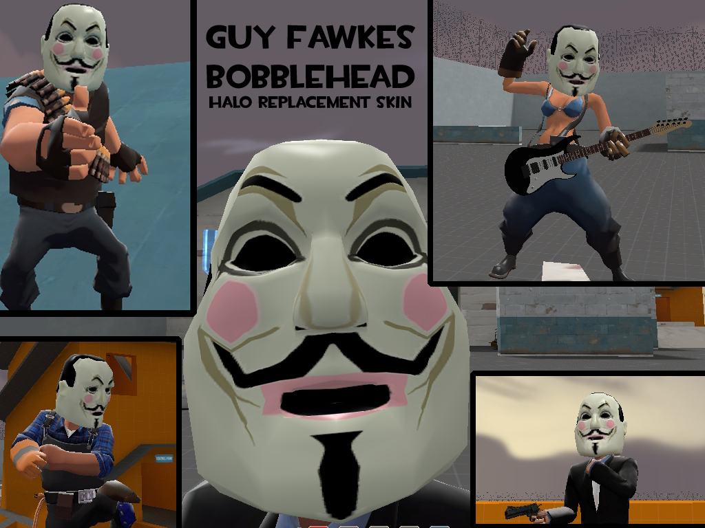 Guy Fawkes Bobble Head Halo Replacement Skin