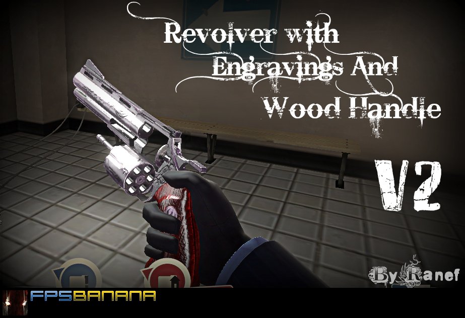 Revolver with Engravings And Wood Handle V2