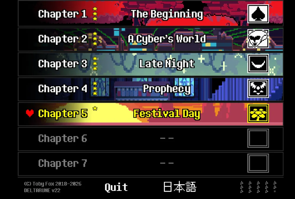 Chapter Select Gui Chapter bg to chp select!! Mod for DELTARUNE | DR Mods