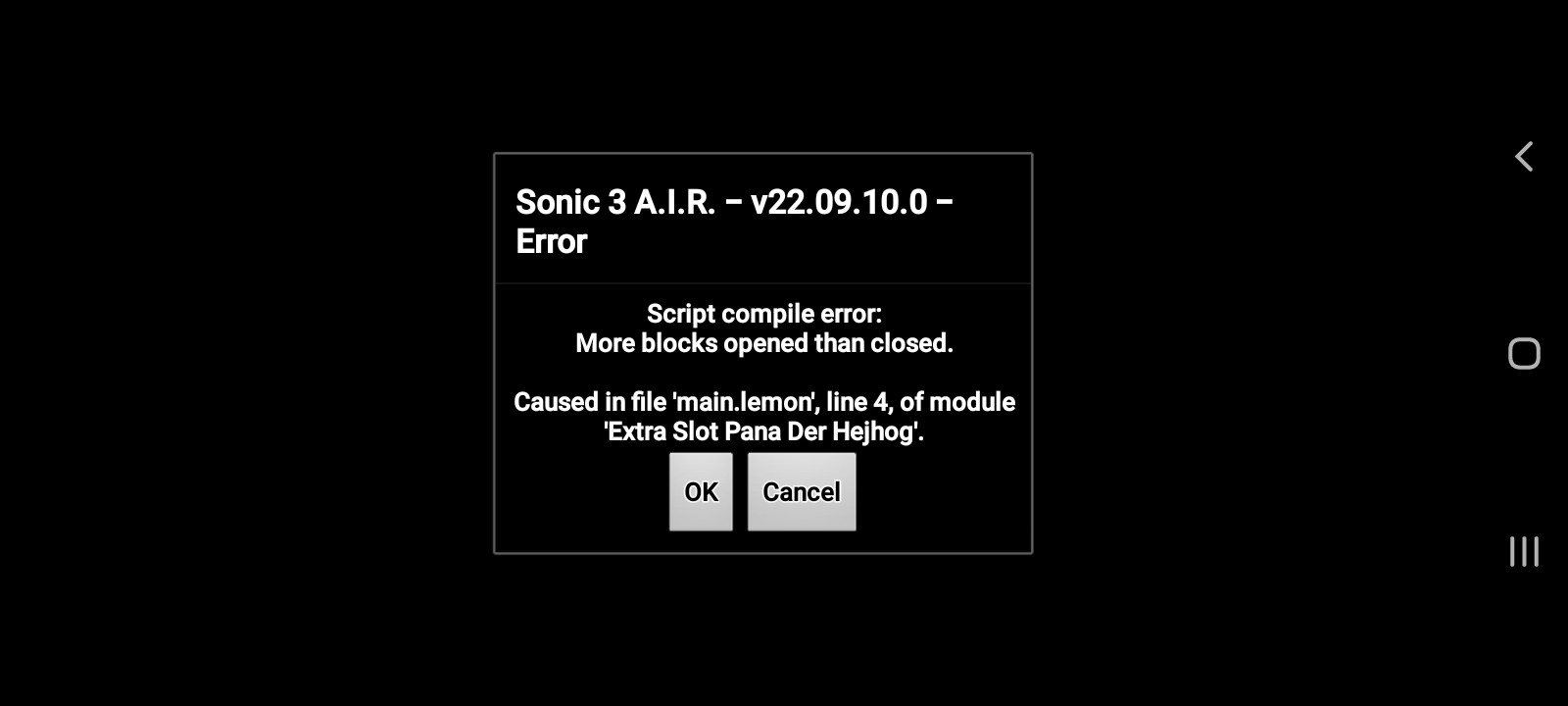 Sonic 3 A.I.R.) Does anyone know how to fix this? It happens on a