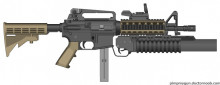 Colt 9mm SMG + M203 over M4