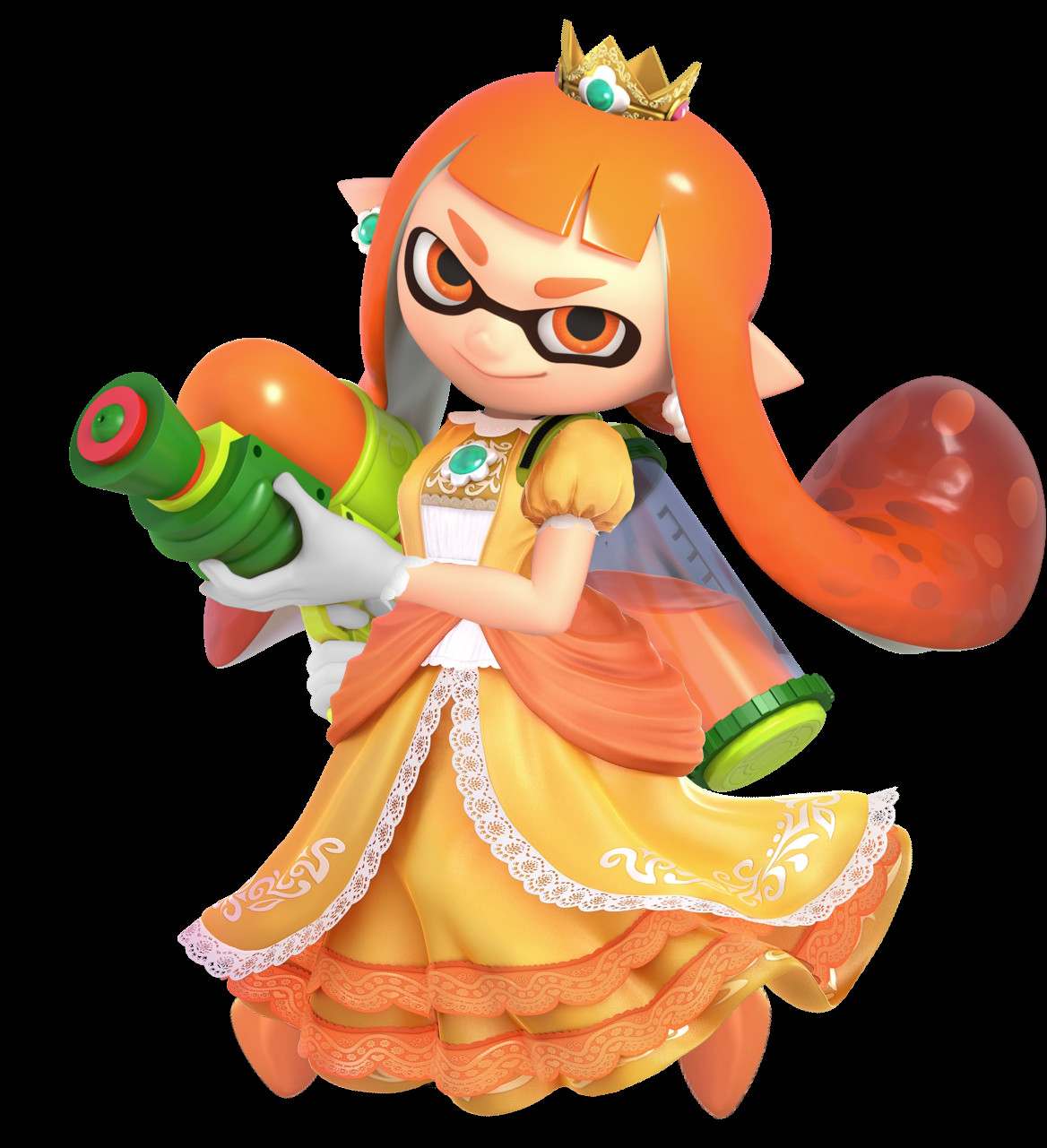 Inkling Girl In Daisys Dressoutfit Super Smash Bros Ultimate