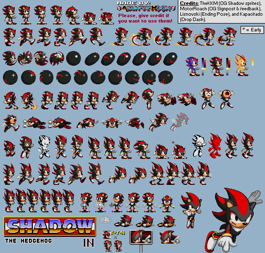 super shadow the hedgehog sprites