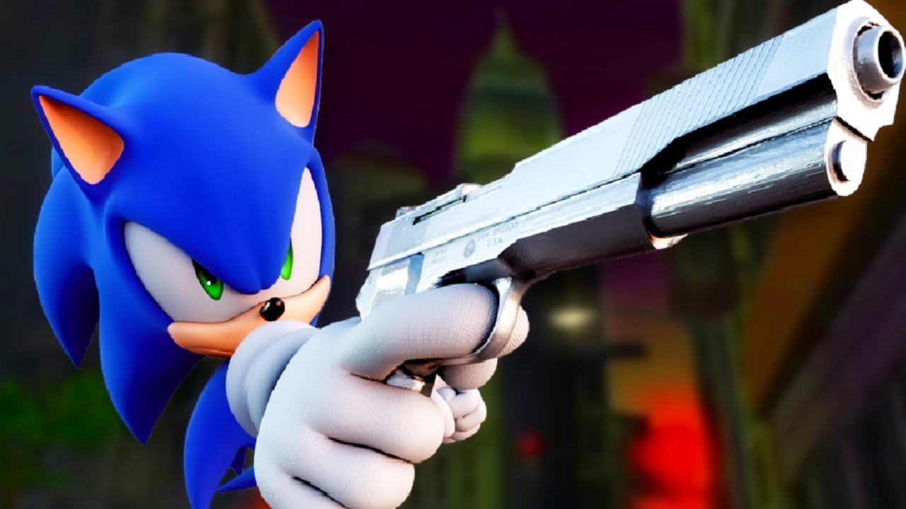 PsBattle: Shadow the Hedgehog statute pointing a gun at Sonic the Hedgehog plushie : r/photoshopbattles