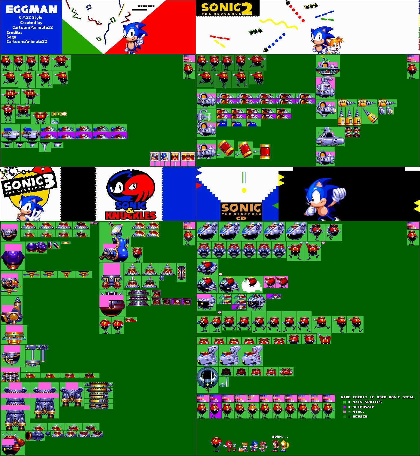 Sonic Vs Eggman Remake, Sprite Animation