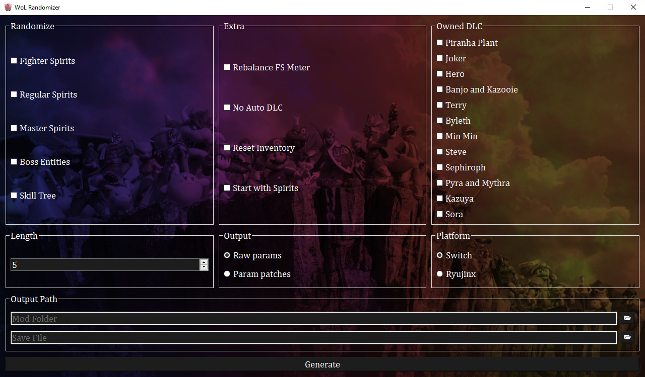 WoL Randomizer [Super Smash Bros. Ultimate] [Modding Tools]