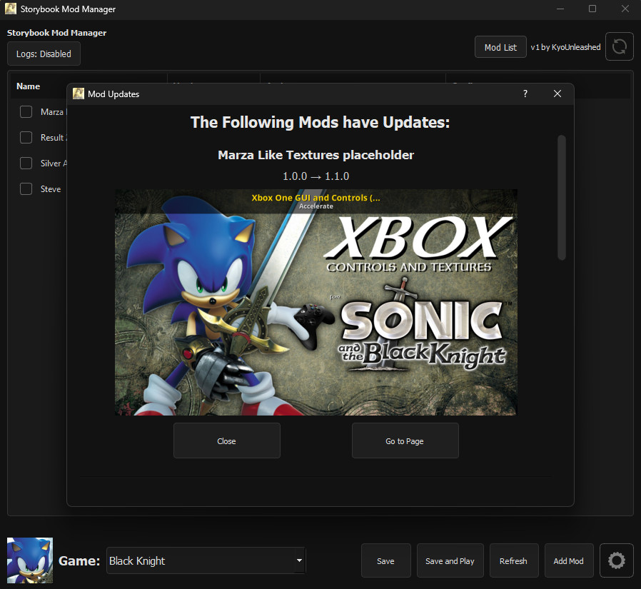 Sonic R Mod Manager Storybook Mod Manager Modding Tool for Sonic and the Black Knight ...