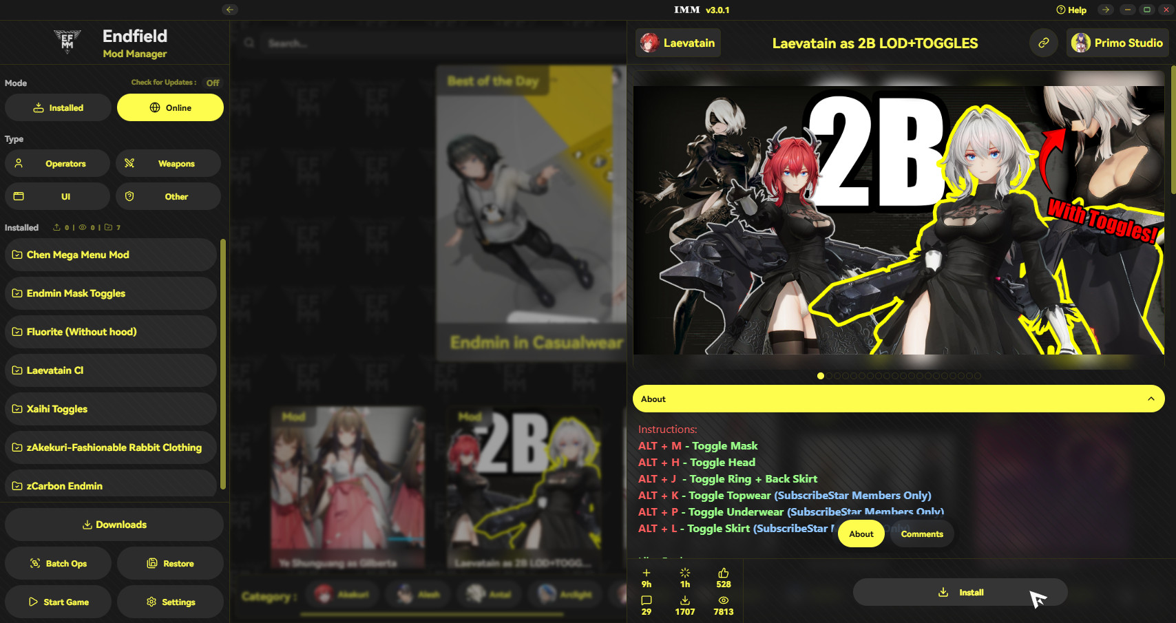Aobi Mod File Integrated Mod Manager Modding Tool for Arknights: Endfield | Endfield ...