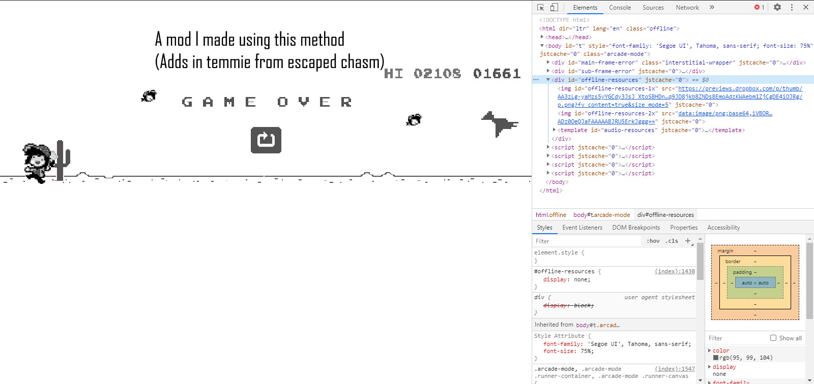 Google Dino character modding tutorial [T-Rex Run] [Tutorials]