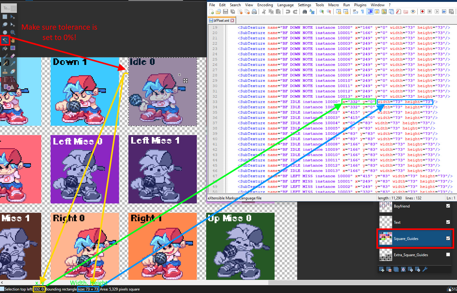 Square Guides for Week 6 Main Sprites Tutorial for Friday Night Funkin ...