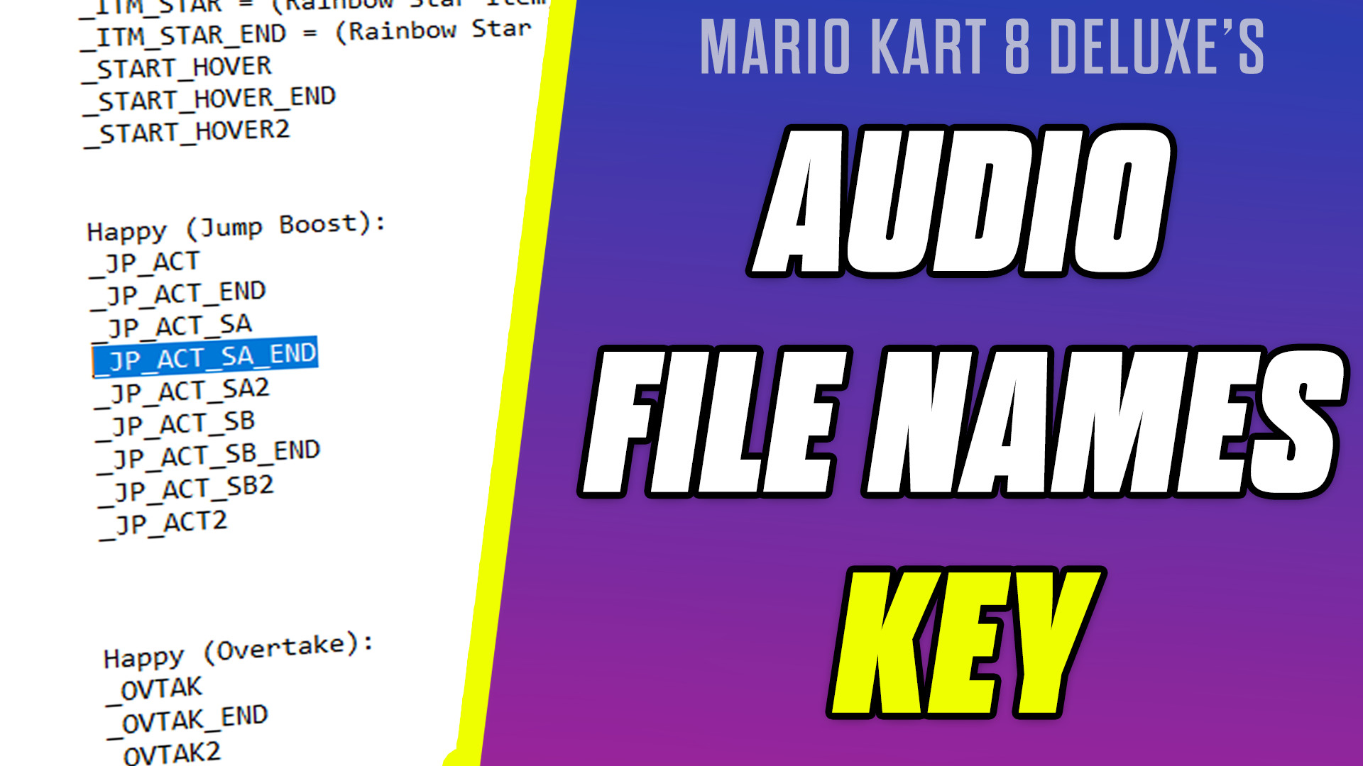 Audio Modding References, Meanings & Key File Name [Mario Kart 8 Deluxe