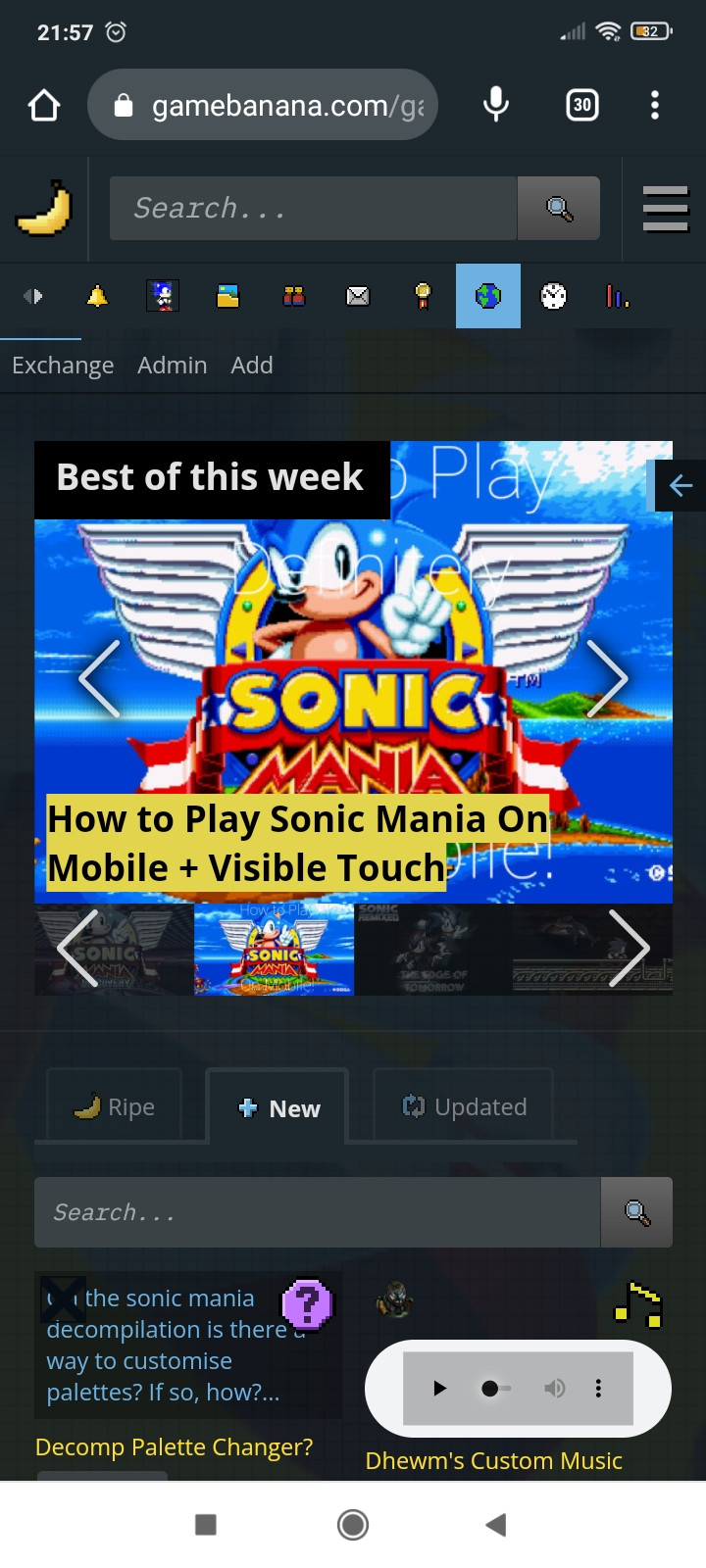 Jogando sonic mania no celular