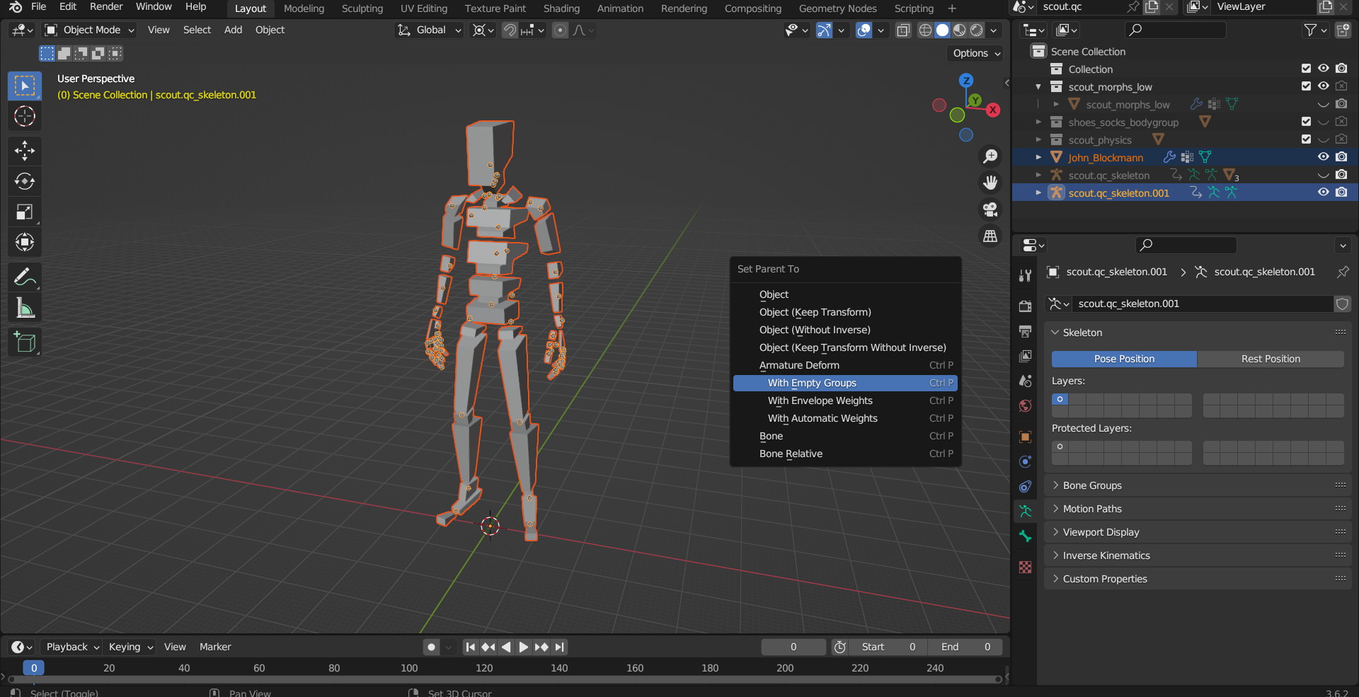 Garry's Mod Playermodel Weight Painting/Rigging Issue - Animation