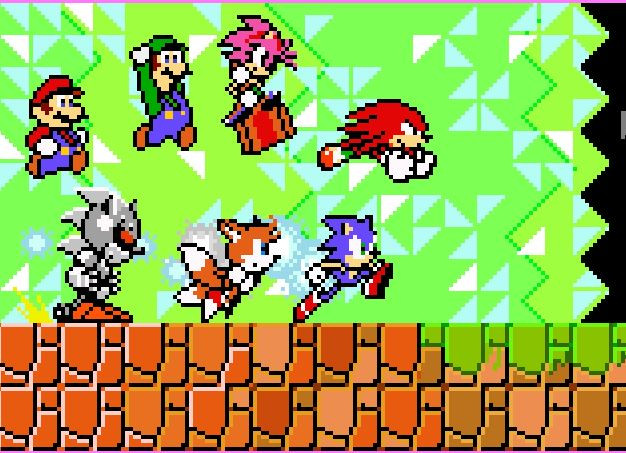 mario and sonic at the mushroom world