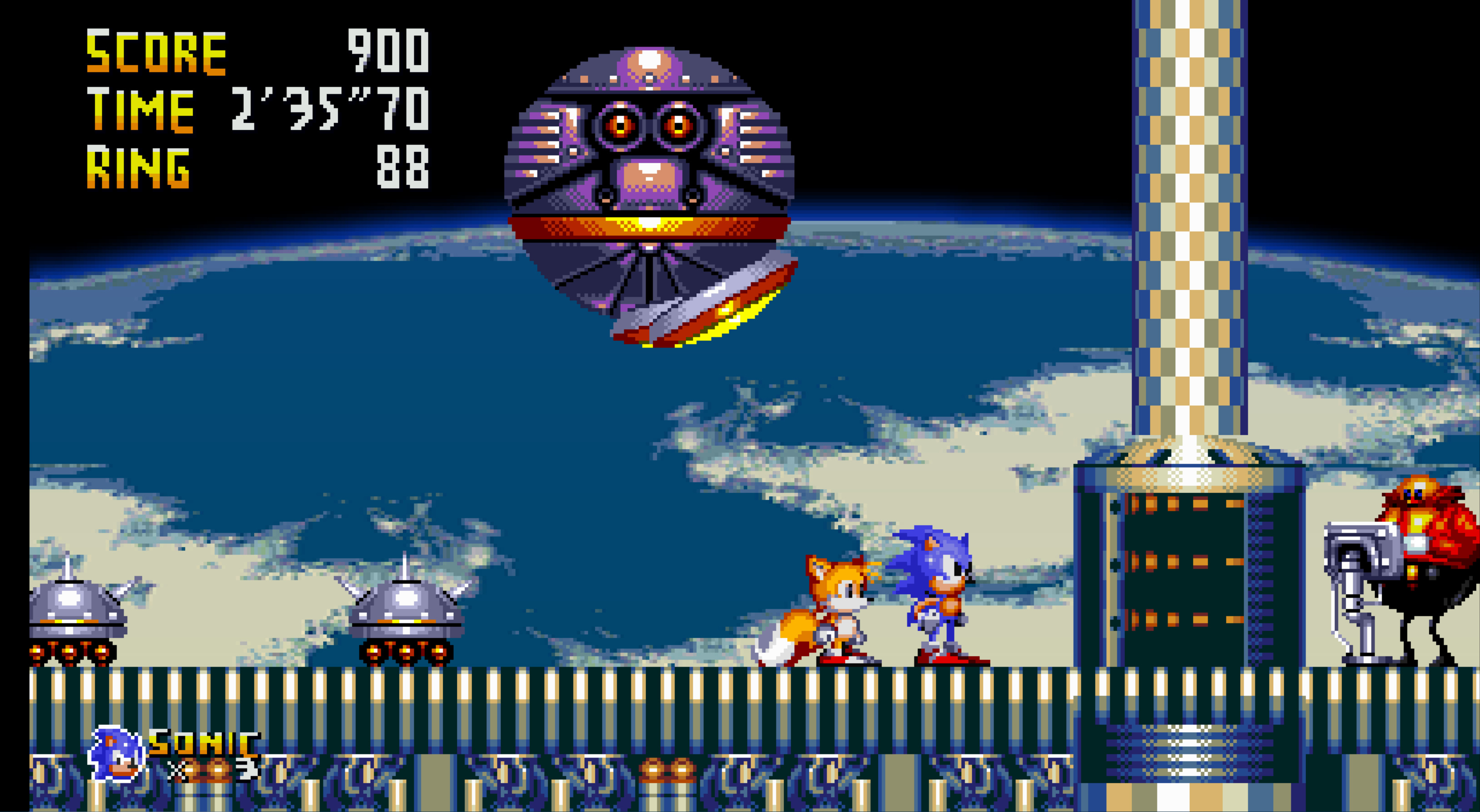 Mighty in Sonic 1 Rev 1.1 with Knuckles Chaotix sprites (S1 Hack