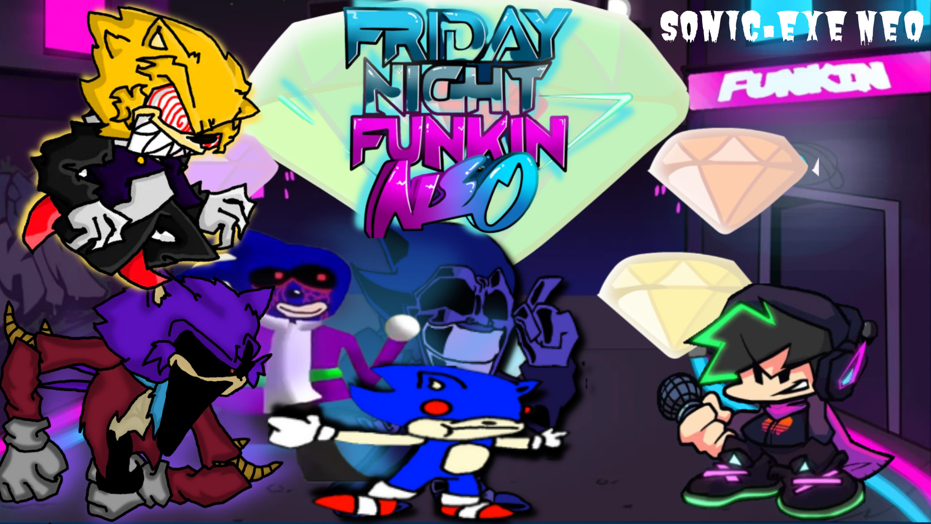 old majin sonic and lord x recolors :/ [Friday Night Funkin'] [Mods]