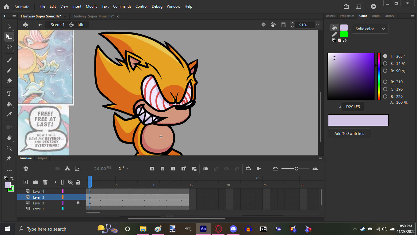 Stylized Fleetway Super Sonic [Friday Night Funkin'] [Works In Progress]