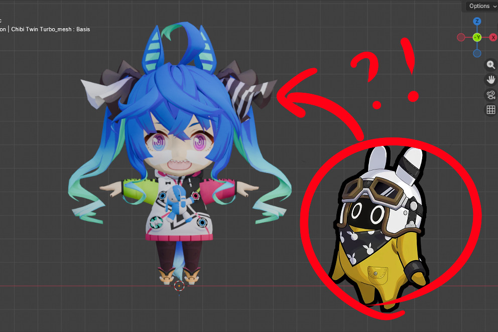 WIP] Chibi Twin Turbo over Rocketboo Work In Progress for Zenless